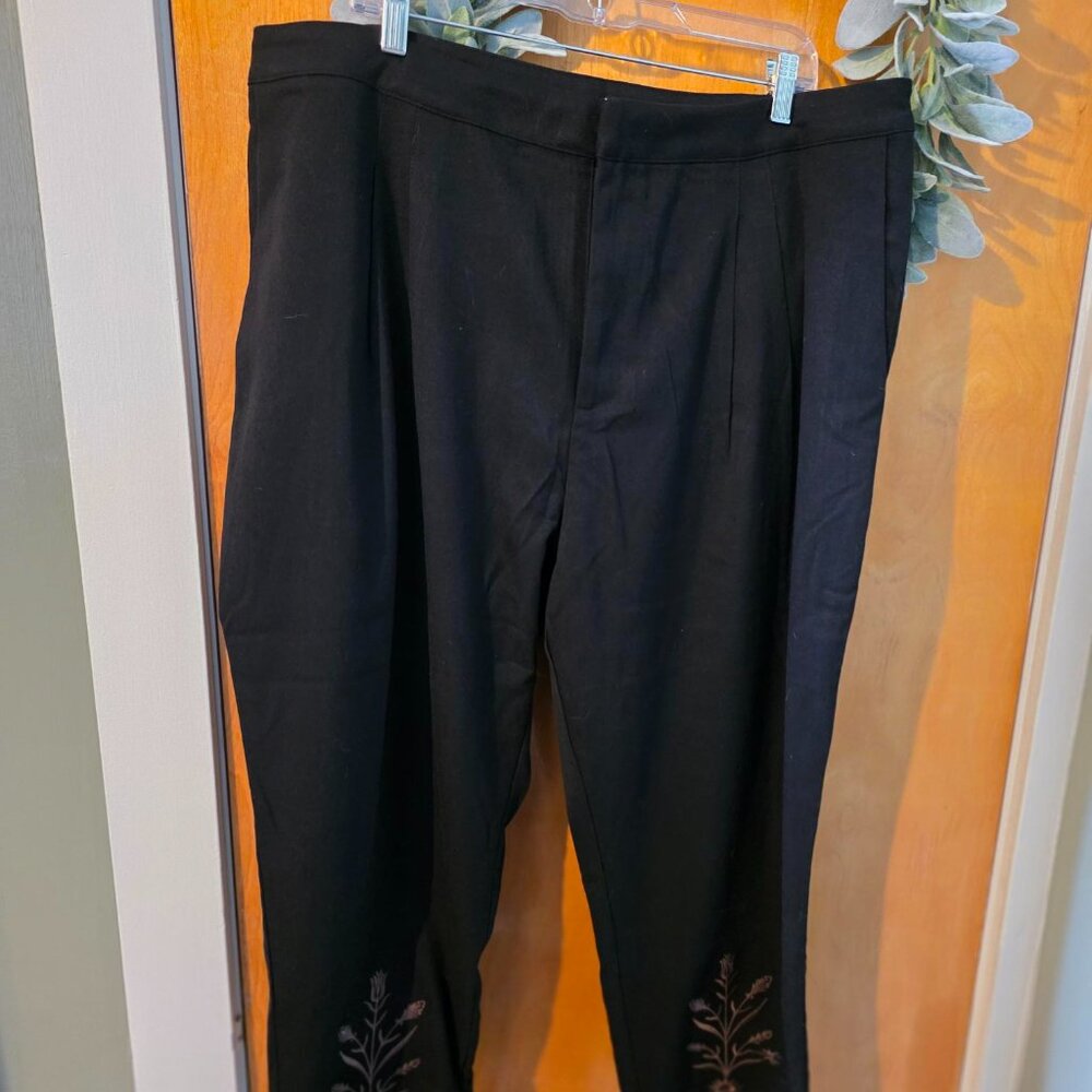 Disturbia Black Trousers with Embroidered Floral Detail - Picture 3 of 7